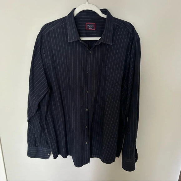 Men's UNTUCKit Meridian Flannel Shirt Navy Pinstripe Slim Fit XXLarge - Picture 1 of 5
